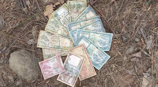 आज की सब्जी बिक्री से कमाये हुए नेपाली रुपये।